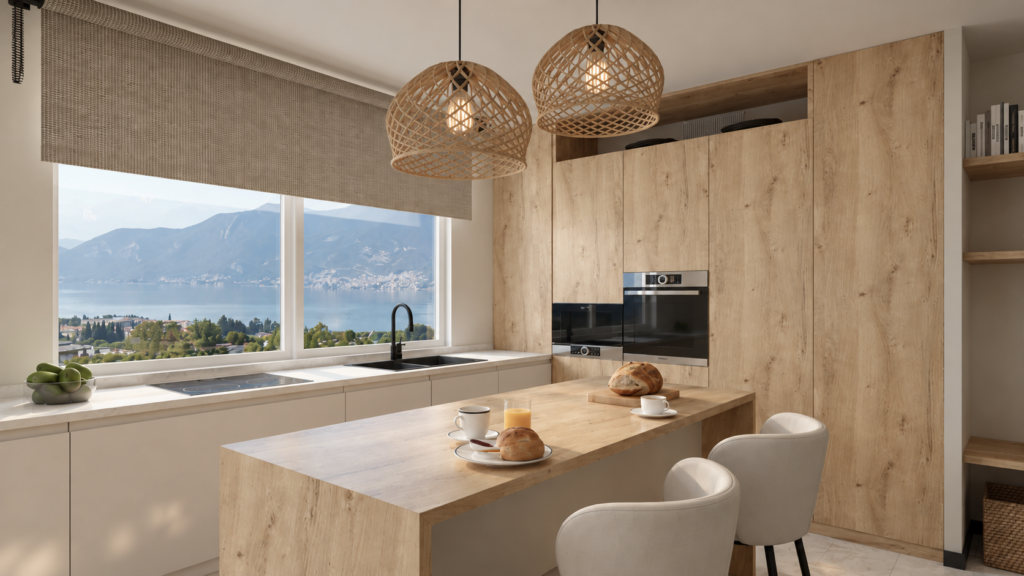 After: completed contemporary kitchen in Puerto Banús from another angle.