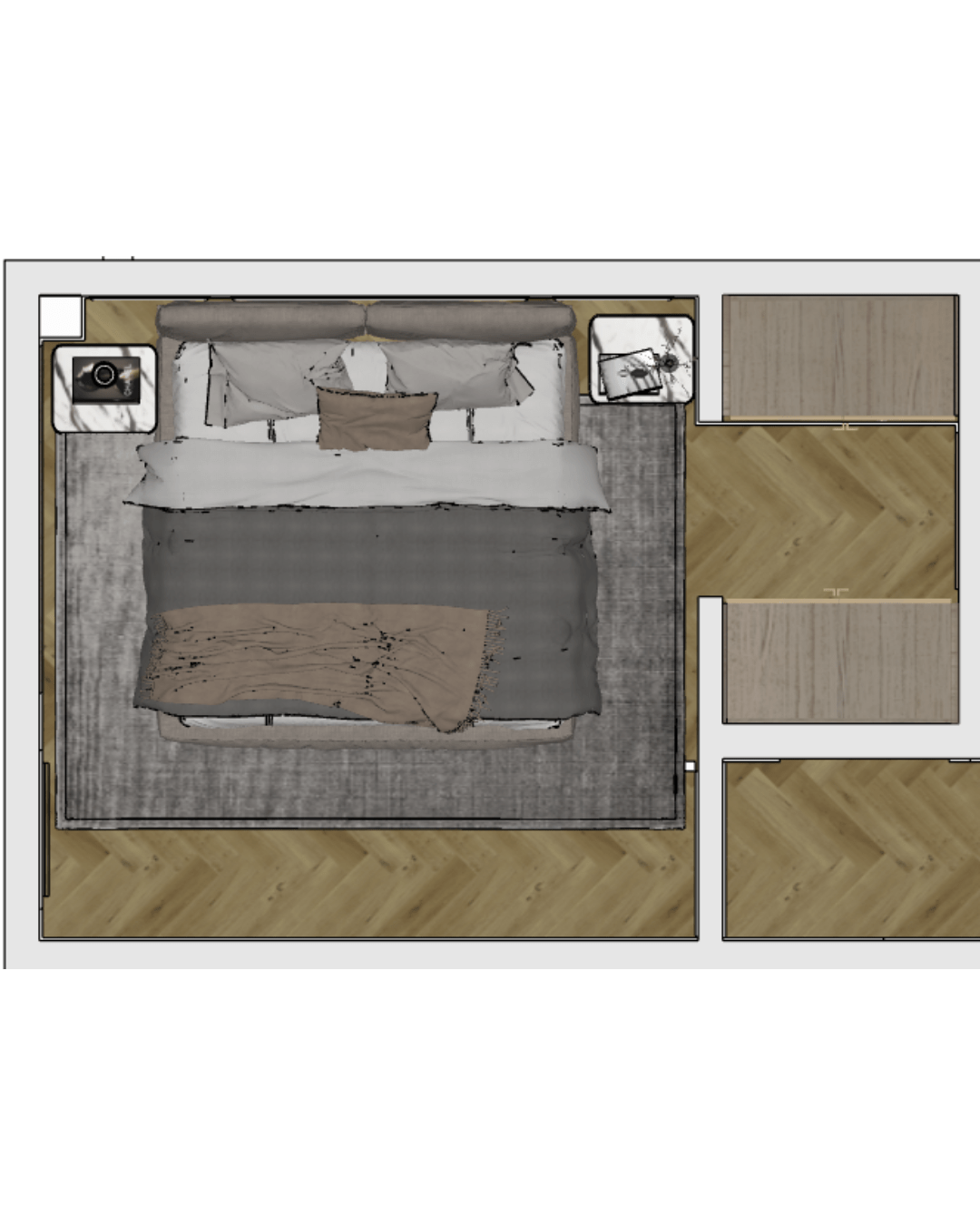 Dormitorio principal contemporáneo y cálido — Diseño final 1