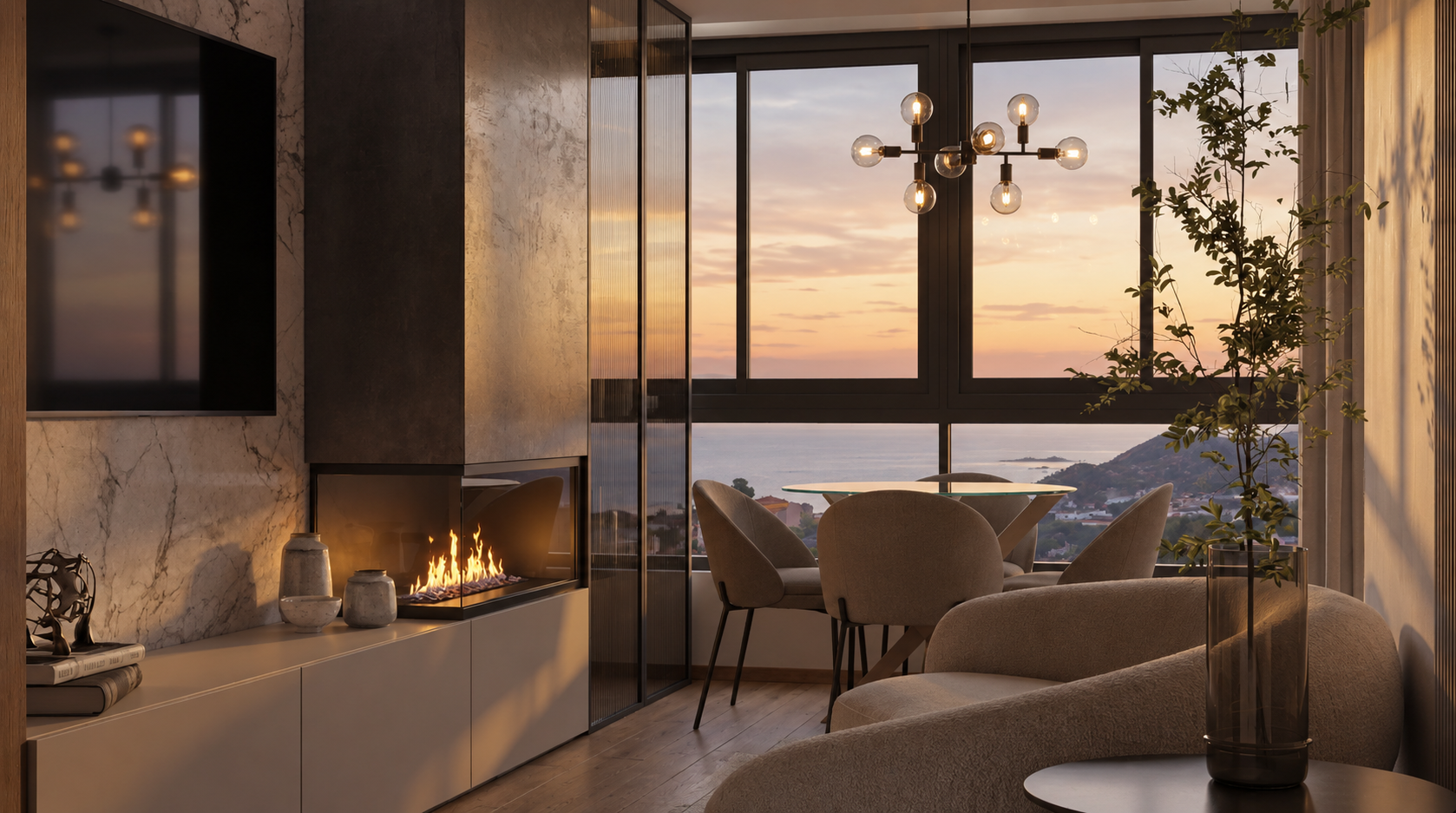 Transformación del salón Golden Hour Residence — Diseño final 2