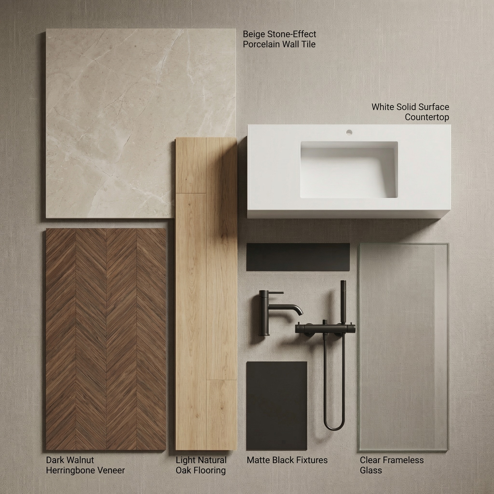 Diseño de baño minimalista cálido — Estado inicial 1