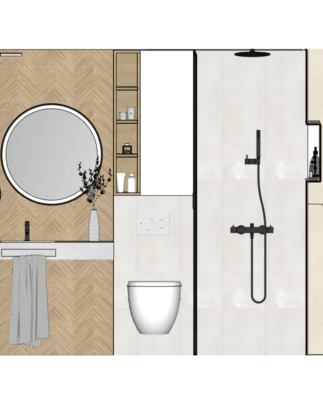 Diseño de baño minimalista cálido — Estado inicial 3
