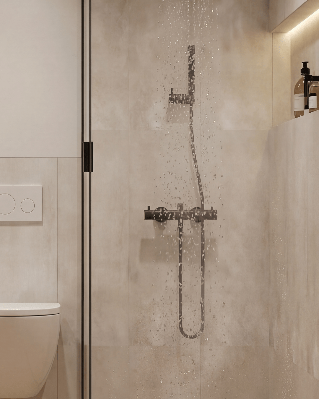 Diseño de baño minimalista cálido — Diseño final 2