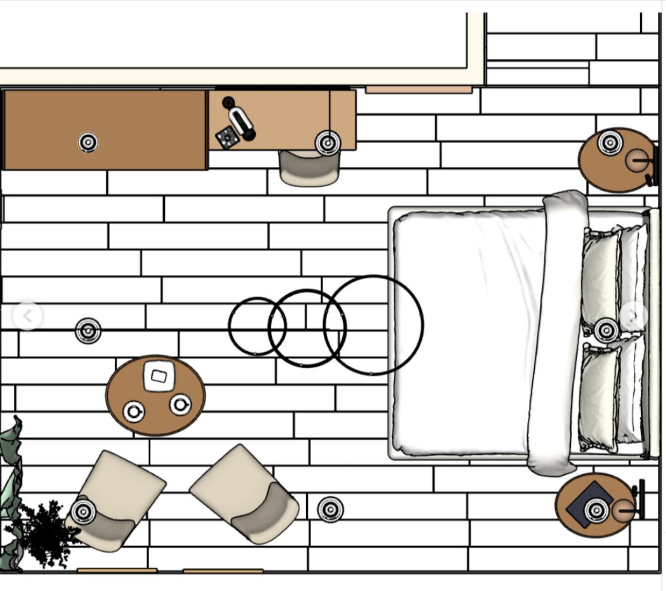 Technical bespoke furniture design for a boutique hotel guest room