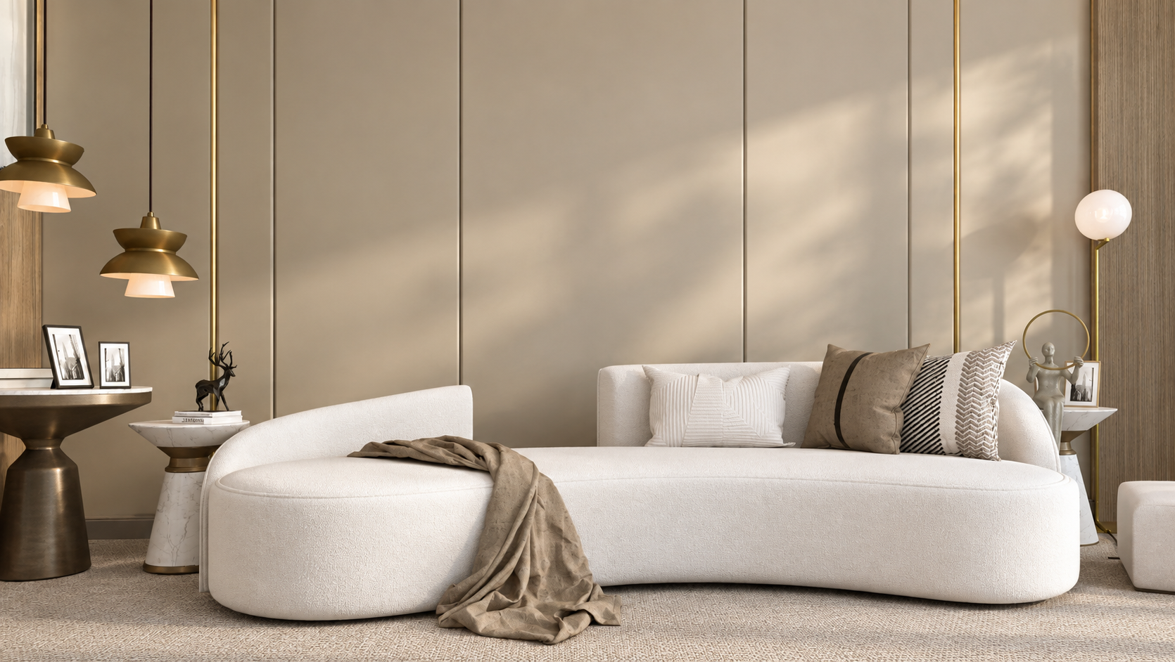 Bedroom from a residential interior design proposal in Marbella