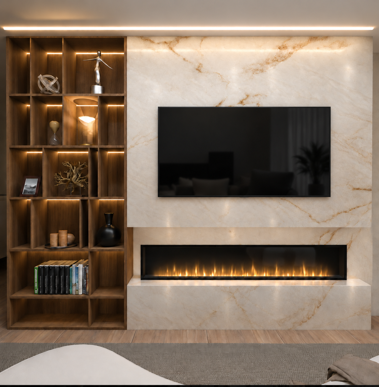 Resultado del salón de un apartamento contemporáneo modernizado en la Costa del Sol