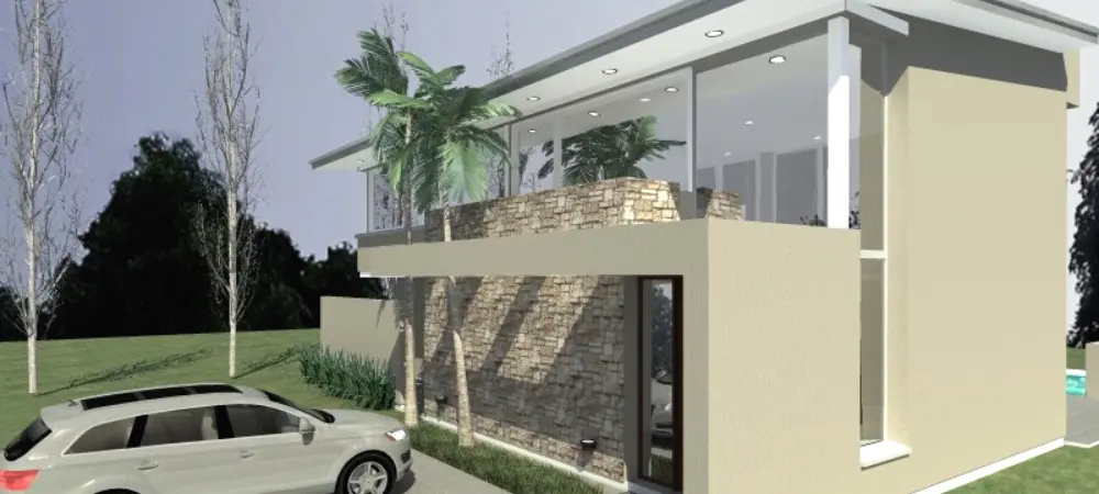 Diseño exterior de villa contemporánea con piedra natural | Contemporary villa exterior design with natural stone