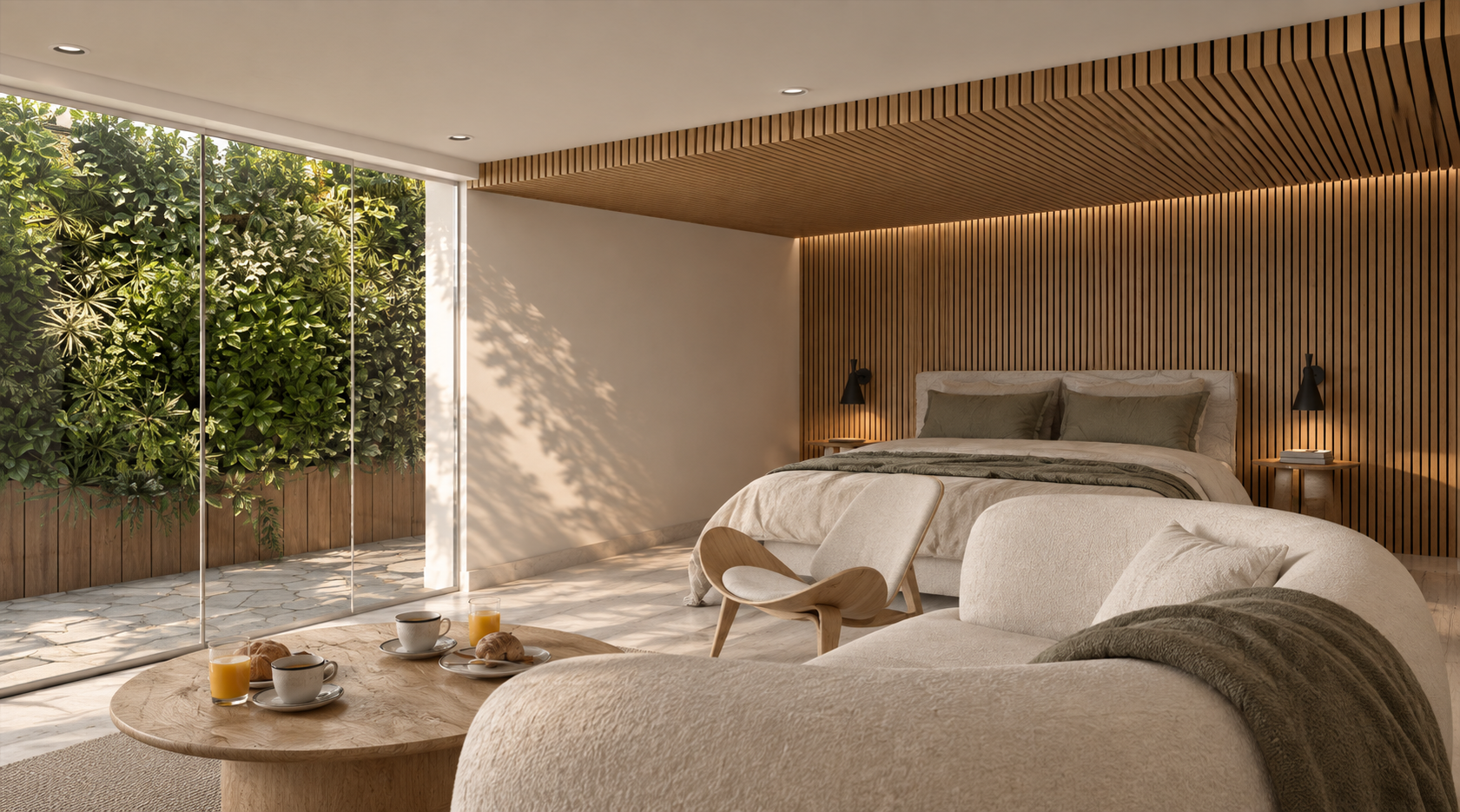 Bright bedroom from the Luxury Interior Design in Marbella project