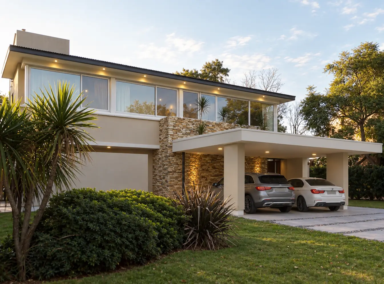 Resultado de renovación de villa contemporánea con cochera cubierta | Contemporary villa renovation result with covered carport